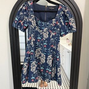 En Saison Denim Floral Puff Sleeve Dress